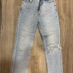 Abercrombie & Fitch Blue Straight Jeans with Vintage Distressing